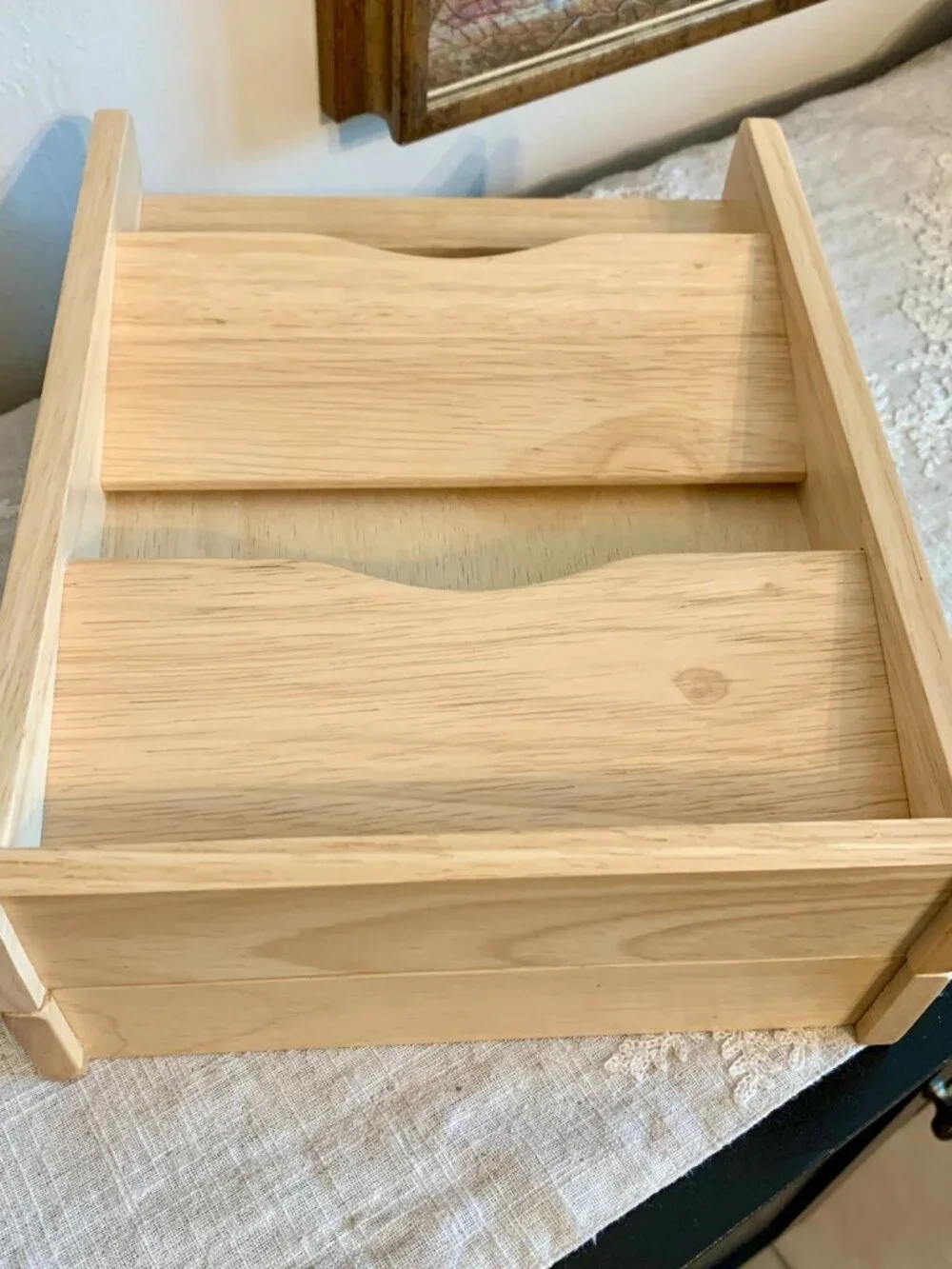 Wood Wall Hanging Mail Letter Rack and Hinged Hidden Key Organizer